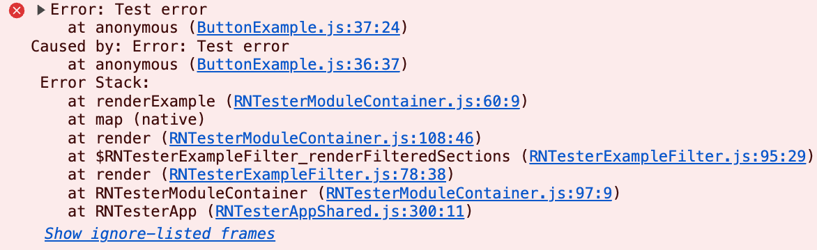 Example error including a cause and Owner Stack